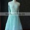 Elegant Lomg Sleeve Blue Tulle Short Sequins Evening Short Dress Cocktail Dresses(SH1013)