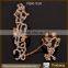 2016 Latest design fashion gold plated rhinestone fringe two finger ring