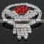 Beautiful White And Red Round Diamonte Brooches For Wedding Dress J032892F10