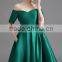newest plus size evening dress green elegant a-line neck high waist bubble skirt design dress ladies