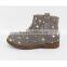 Choozii Wholesale Comfortable Grey Suede Leather Girls Ankle Boots With Stars