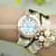 geneva brand lady scarf watch crystal fabric double strap women watches