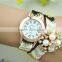 geneva brand lady scarf watch crystal fabric double strap women watches