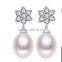 Fashion Accessories freshwater pearl earrings with Diamond elements