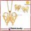 Stainless Steel Gold Plated Jewelry Sets with Butterfly Pendant