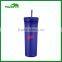 2016 Custom Items Double Wall Coke Cup Plastic Coffee Advertising Mug with Straw & Cap used on Beach