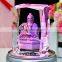 3D laser figure of buddha crystal cube souvenirs with LED light base