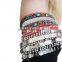 2 rows gems velvet 248coins belly dancing hip scarf