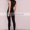 Hot Sale Deep V Neck Skinny Jumpsuit 95% Polyester 5% Spandex Custom Design Black Sexy Sleeveless Jumpsuit