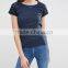 2016 wholesale women t shirt blank cotton t and model shirt with lace sleeve