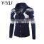 Winter reindeer cardigan slim turndown collar men christmas sweater