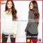Scoop neck long sleeve cotton tee shirt,custom lace cured women t shirt