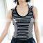 Wholesale sleeveless sports vest with hat summer workout wear ribbed tank top