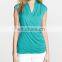 CHEFON Draped crisscrossing front soft womens semi formal tops and blouses 2015