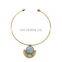 Gold bib choker necklace Detachable Necklace Turquoise stone choker necklace