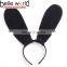 Holiday Party Fabric Black Sexy Rabbit Ear Headbands for Sexy Lady
