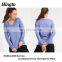 Pofessional blank design women long sleeve fitness shirts gym custom logo in bulk with thumb cuffs