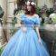 Glamorous Off-Shoulder Lace-Up Organza Ice Blue Prom Dresses Blue Princess Prom Dresses SQS037