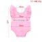 2019 New Arrival Boutique Pure Pink designer back Flutter Sleeve baby romper Wholesale Price baby jumpsuit