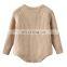 Unisex plain color stripe romper knitting patterns for kids sweaters