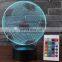 USB charging remote controm customized any shape football earth 3d illusion led night light
