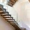 Modern Wood Stairs Treads Indoors Staircase Steel Handrail Design Open Tread Glass Railing Straight Staircase