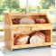 Kitchen Extra Large Double Compartment Bread Box Bamboo Bread Bin with Clear Windows- Rustic Farmhouse Style Bread Holder