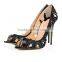 New Style Women Spring Dress Shoes,European Size Made in China Woman High Heels Shoe,Collage Leather Sequin Spike Open Toe Shoes