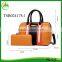 Promotional Boston bag ladies fancy color block handbags with a small clutch