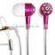 2015 New product sample free music studded diamond glowing earphone
