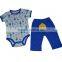 100% cotton interlock baby romper sets with cut embroidery