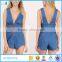 Custom Service Playsuits for Women 2016 Sexy Backless Denim Shift Romper