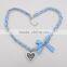 Wholesale blue fabric stainless steel chains bowknot design heart pendant necklace set for Oktoberfest                        
                                                                                Supplier's Choice