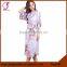 0112 Woman Peacock Printed Dressing Gown Silk Kimono Style Robe