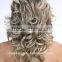 Wholesale long hair curly synthetic blonde wigs, dye ombre grey color wigs