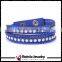 Fashion Slake Double Wrap Leather Bracelet with Biling Full Crystal