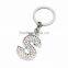 Fashion zinc alloy letters keychain with rhinestone,metal crystal keychain,alloy keyring
