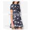 Collection Layered Panel Printed Short Sleeves Women Dress