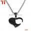 Cheap 316L stainless steel matching half heart couple pendent necklaces