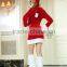 Hot selling Polyester fashionable red formal christmas dress with hat and hairy leg set