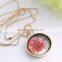 Beautiful real flower necklace for women gold chain glass bottle wishing pendant Plant specimens fancy necklace