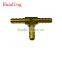brass marterial ,brass T type hose barb connector with od10 12 14 mm ,brass hose