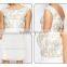 Customized New fashion cap sleeve free prom one piece dress sequin stitching double layer chiffon dress
