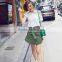 Ladies A line olive green denim fashion short mini skirt