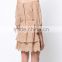 2017 summer fashion off shoulder nude color burn-out fabric dresses with back vent