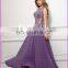 CE133 Charming Sexy A-Line Transparent Corset Prom Dress With Beading Purple Chiffon Evening Gown