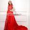 2017 Hot Sale Red Long Prom Dress Lace With Detachable Train