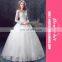 Custom Luxury Long Sleeve Trails New White Deep V-neck Ball Gown Wedding Party Dress