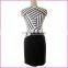 Top Striated Tank Patched Black Black OL Dress Elastic Short Dress