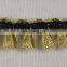 Italy design gold lurex fringes lace trim for clothes